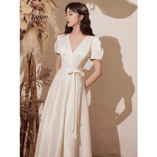 French Retro New Elegant Temperament Design Sense Dinner White Red Dress Womens Long Dresses Clothing