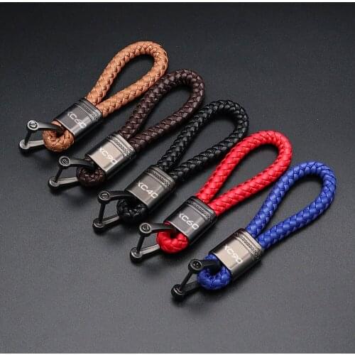 1pcs Key Chain Leather braided rope For Volvo XC90 XC60 XC40 Car Leather Rope Key Chain metal Leather Sporty key ring