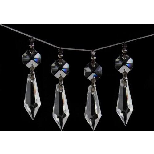 10pcs 38mm crystal icicle prism pendant with1pc octagon beads hanging crystal pendant free shipping