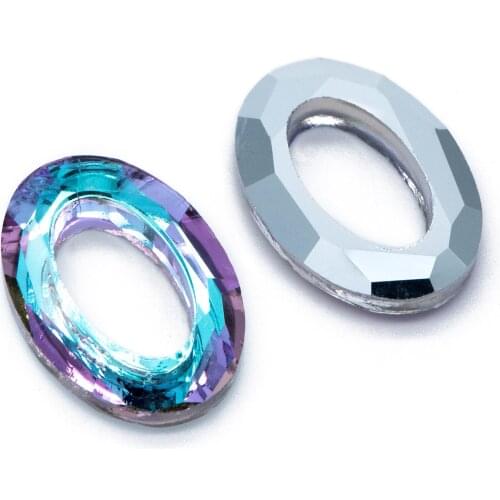 10pcs Faceted Crystal Oval Cosmic Ring For Jewelry Making DIY Accessories, Sparkly Purple Blue (#TS-120)