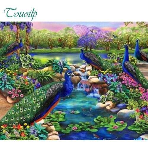 2018 New Arrive Diy Diamond Painting Needlework 5d Full Drill Mosaic Diamond Embroidery Peacock Park Rhinestone Home Decor