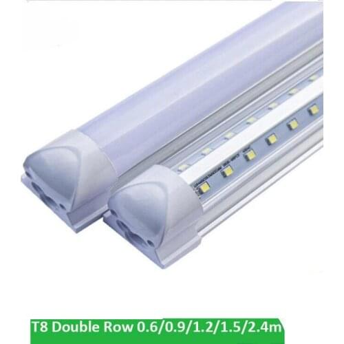 30pcs T8 V-Shaped 3ft 4ft 5ft 6ft 8ft Led Bulbs Tube Integrated T8 Led Tube 54w 60w Double Row Led Fluorescent Light 85-265V