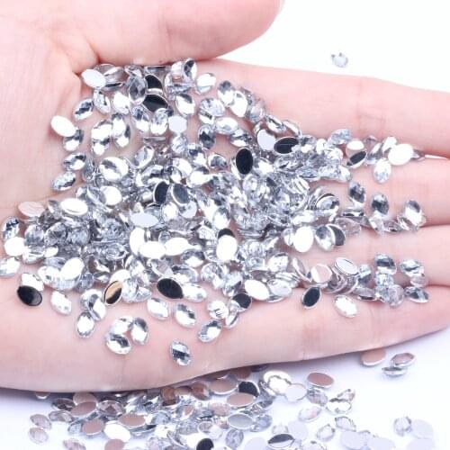 4x6mm 200pcs Oval Shape Flatback Earth Facets Acrylic Rhinestone Clothing Gem Jewelry High Shine Nail Art Stones Art Decorations