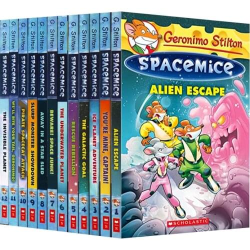 12 Books Geronimo Stilton Spacemice Picture Book Children Reading Book Young-Adult Novel English Comic Story For Age 5-12 Livros