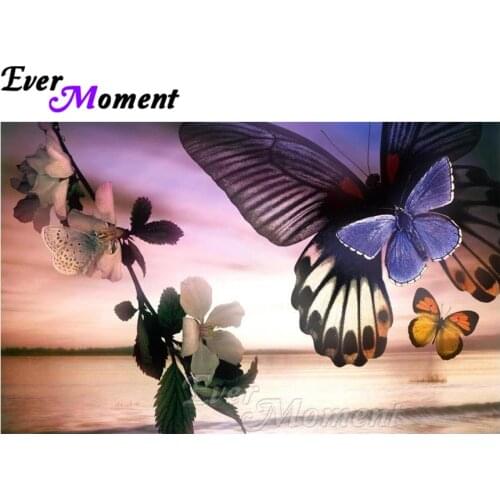 Ever Moment DIY Diamond Painting Butterfly Flower Diamond Mosaic Full Square Drills Rhinestone Artwork Home Decoration ASF1237