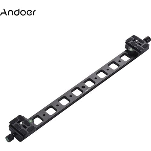 Andoer Aluminum Alloy Extended Double PU-480 Quick Release Plate Camera Bracket Track Slider for Tripod Ballhead