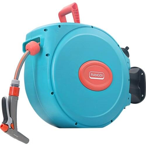 Automatic telescopic recycling water pipe outdoor garden watering water gun nozzle wall hanging pipe storage rack hose reel