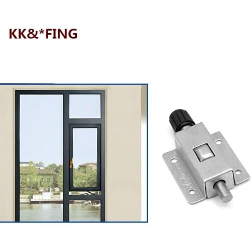 KK&FING 1PC Stainless Steel Automatic Bolt Anti-theft Door Bolt Anti-locking Door Buckle Spring Bolt Safety Door Locks Latch