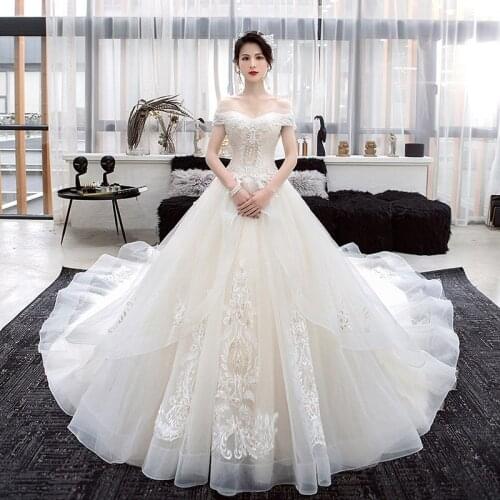 Ball Gown Wedding Bride Married Dress Birthday Party Evening Princess Dresses Host Catwalk Show New Big Tail [902]