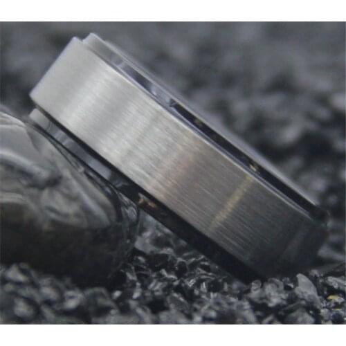Free Shipping YGK JEWELRY Hot Sales 8MM Silver Matte Center Black Step New Mens Comfort Tungsten Wedding Ring