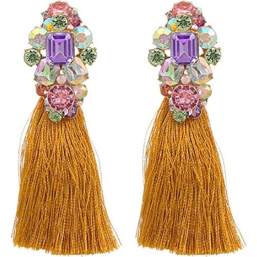 ZHINI Bohemia Long Statement Tassel Earrings for Women 2021 New Fashion Zircon Crystal Dangle Earring Wedding Fashion Jewelry