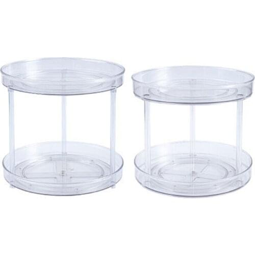 Double-layer 360 Degree Rotation Lazy Susan Kitchen Spice Storage Rack Cupboard Cabinet Seasoning Bottle Organizer