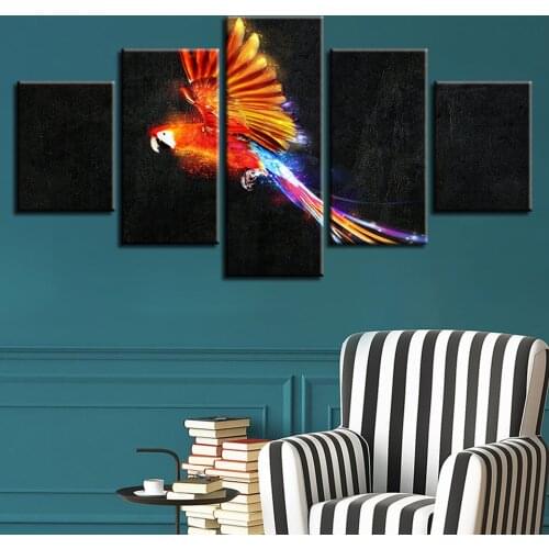 FlyColorful Parrot Oil Painting Canvas HD Prints Posters Home Decor Wall Art Pictures 5 Pieces Art Paintings No Frame