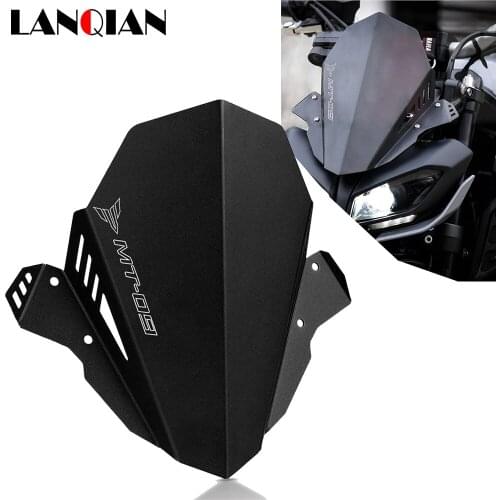 Motorcycle ALUMINIUM Sport Touring Windshield WindScreen Wind Deflector For Yamaha MT09 2017 2018 2019 2020 MT-09 FZ-09 MT 09