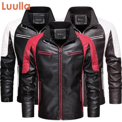 Luulla Men Autumn Brand New Motor Biker Casual Leather Jacket Coat Men Spring Fashion Streetwear Outfit Faux Leather Jackets Men