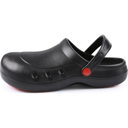 Large size chef shoes for men casual steel toe caps safety shoe hotel kitchen worker dress security work boots summer sandals