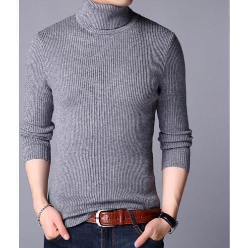 Man Thicken Sweater Winter Turtleneck Warm Sweaters Casual Solid Color Slim Jumper Long Sleeve Knit Clothes