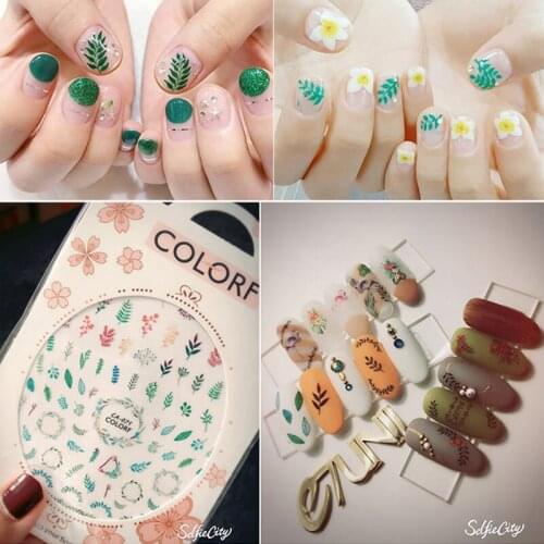 Nail stickers, nail art, applique floral flamingos, feather, perfume bottles, broken flowers, small leaves, ultra-thin stickers