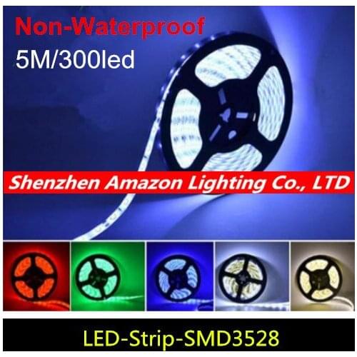 New Arrival 5M 300Leds Non-waterproof RGB Led Strip Light 3528 SMD DC12V Flexible Light Led Ribbon Tape Home Decoration Lamp
