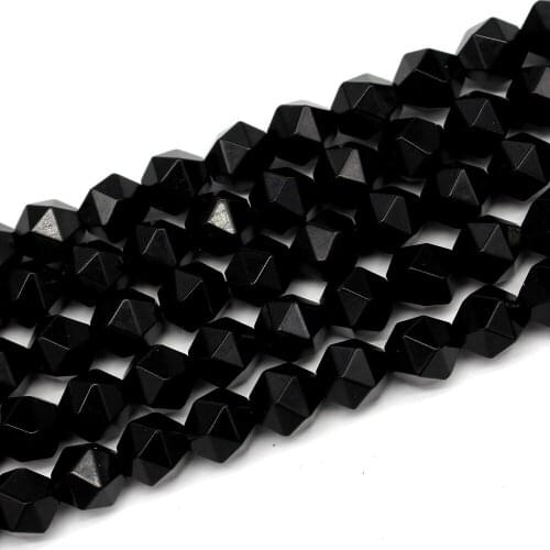 Wholesale A+ Faceted black agate Round Beads Natural Stone Beads For Jewelry Making Bracelet 6/8/10mm 15inches