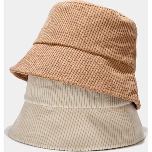 Autumn Winter Solid Bucket Hat Simplicity Corduroy Foldable Fisherman Hat Outdoor Sunscreen Trend Basin Hat For Lovers Gift