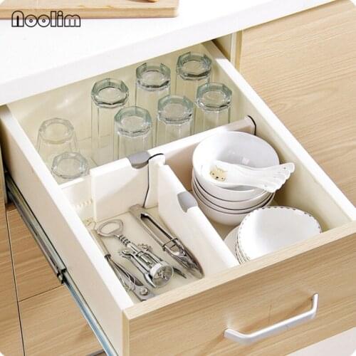 Plastic Adjustable Kitchen Drawer Plates Bowls Dividers Organizers Storage Clapboard Clothes Separators Retractable Partition