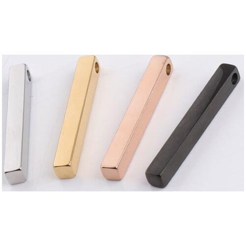 100% Stainless Steel Blank Bar Pendant For Engrave Rose Gold/Gold/Silver Color Metal Name Plate Rectangle Mirror Polished 10pcs
