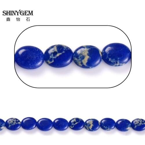 ShinyGem 2020 Natural Stone Beads 8*10mm Oval Blue Vintage Contracted Sea Sediment Gem Loose For DIY Jewelry Making 20pcs/ Lot