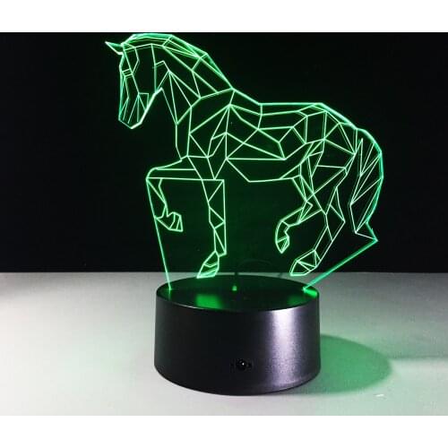 USB Novelty Gifts 7 Colors Changing Animal Luces Navidad Horse Led Night Lights 3D LED Desk Table Lamp as Home Decoration