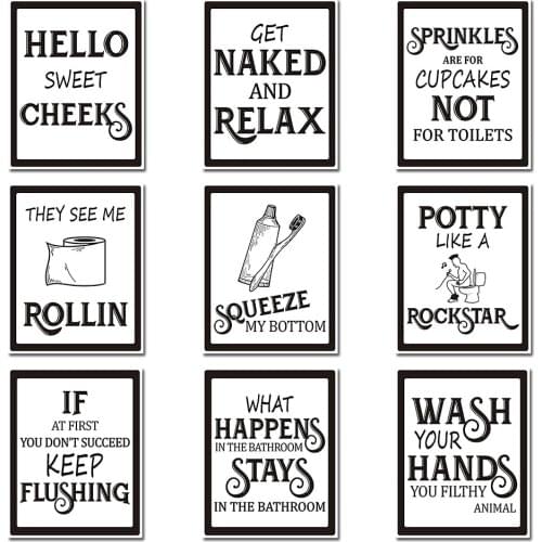 Funny Bathroom Decor Quotes Wall Art Hello Sweet Cheeks Poster and Prints Canvas Painting for Restroom Toilet Bathroom Decor