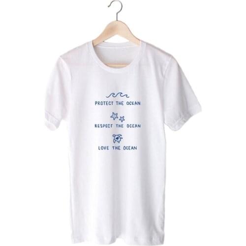 Protect the ocean Respect the ocean Love the ocean T-Shirt Women funny graphic tshirt Save the Turtle tops