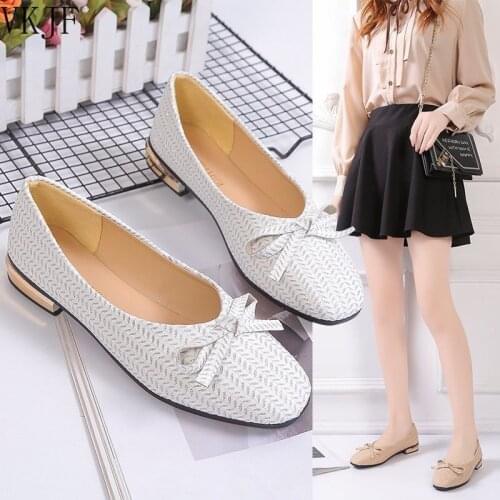 2021 Summer Women Ballet Flats Elegant Slip on Leather Shoes Low Heels Sandals Women Flats Closed Toe Boat Shoes Breathable