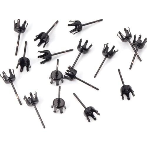 ASON 100pcs/Lot Stainless Steel Round Blank Earring Setting Fit Crystal Cabochons Earring Base for Jewelry Making Accessories