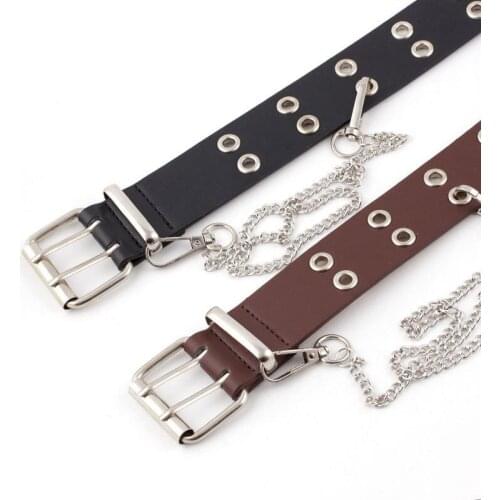 2021 new Korean punk style double exhaust eyes wide 3.8cm ladies casual fashion chain decoration belt
