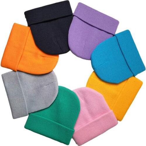 Winter Hats For Women Curling Acrylic Knitted Elastic Hat Adult Unisex Pure Color Casual Ladies Beanies Mens Beanie Visor Solid