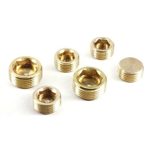 1PCS 1/8" 1/4" 3/8" 1/2" 3/4" 1" BSP Male Thread Brass Hex Socket End Cap Plug Copper Coupler Connector Adapter Pipe Fittings