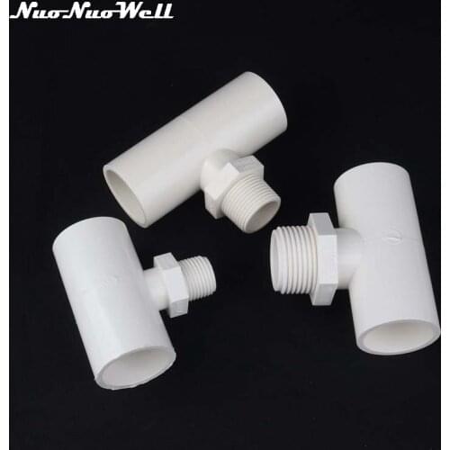 1pc 32mm to 1/2" 3/4" 1 inch Male Thread Tee Connector Garden Irrigation 3 Way T-type PVC Pipe Fittings 3/4" Adapter