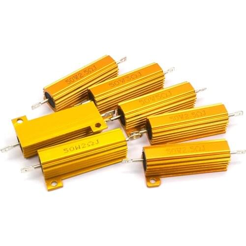 1pcs 50W 100W Aluminum Power Metal Shell Case Wirewound Resistor 0.1-10K 0.1 1 2 6 8 10 20 200 500 1K 10K ohm RX24 Resistance