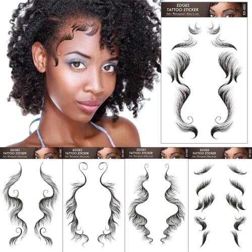 10PCS Disposable Naturally Realistic 18 Styles Baby Hair Waterproof Edges 7 Days Long Lasting 11x18 CM Temporary Tattoo Sticker