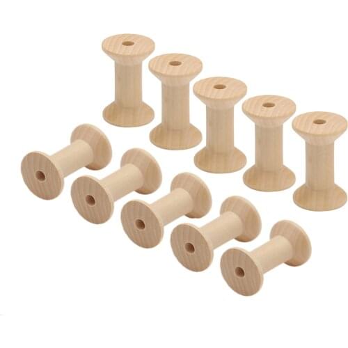 10pcs Empty Wooden bobbins wood Spools Hold Thread Wire Sewing Machine Crafts Unfinished Painted Natural Color 47mm*31mm Hicello