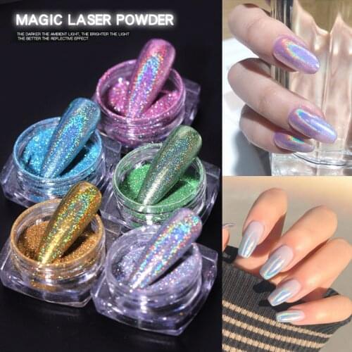 12 Colors Rainbow Holographic Lase Powder Nail Glitter Chrome Pigments Decoration Fine Nail Art Powder Shiny Glitter Polishing