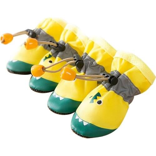 4PCS/Set Dog Antiskid Boots Waterproof Anti-slip Snow Boot for small Chihuahua dogs Pet Shoes Rain Boots PU Rubber Pets Apparel