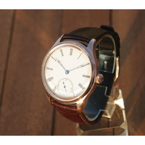 44mm white dial Asian 6498 17 jewels Mechanical Hand Wind movement mens watch Rose gold case Mechanical watches GR37-20