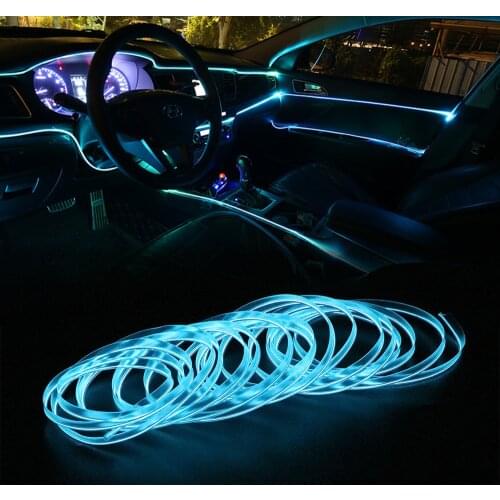 5M Car Interior Lighting Auto LED Interior Strip EL Wire Rope Auto Atmosphere Decorative Lamp Flexible Neon Light DIY