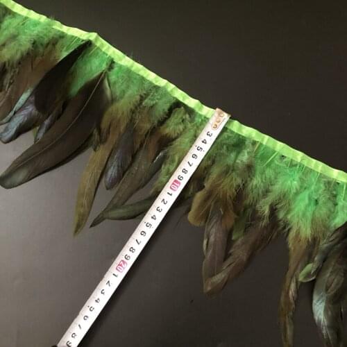 5Meter natural Rooster Feathers trim fringe for craft 10-15cm Apple Green feathers ribbon DIY Sewing clothing Party decorations