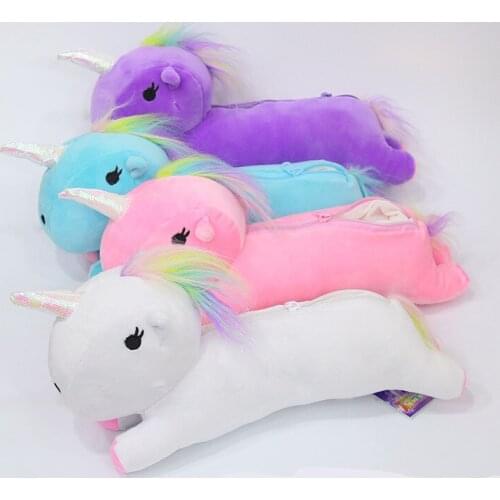 5 pcs/lot Unicorn Plush Doll Bag Kids Pens Bags Children Study Plush Pencil Bags White Pink Unicorn Dolls Toys SA1643
