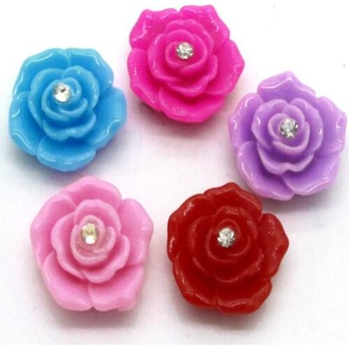 50pcs Mixed Resin Drilled Roses Flatback Cabochon Jewelry Findings Scrapbooking For Jewelry Making Charms Pendants Accessories
