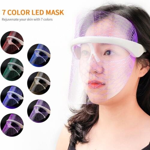 7 Colors Light LED Facial Mask USB Charging Mask Photon Therapy Anti-Acne Wrinkle Removal Skin Rejuvenation Face Skin Care Tool