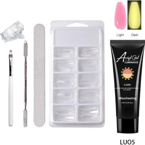 8 Colors Nail Extension Kit Luminous Crystal Durable Gloss Model Quick Extension Paper-free Phototherapy Glue Nail Art Tools Set
