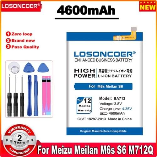 LOSONCOER 4200mAh BA712 Battery For MEIZU M6s Meilan S6 Mblu S6 M712H M712c, M712M, M712Q, M712Q-B Cellphone Batteries